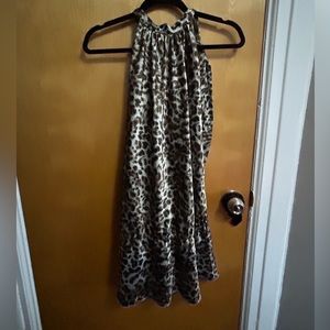 Animal print faux silk dress